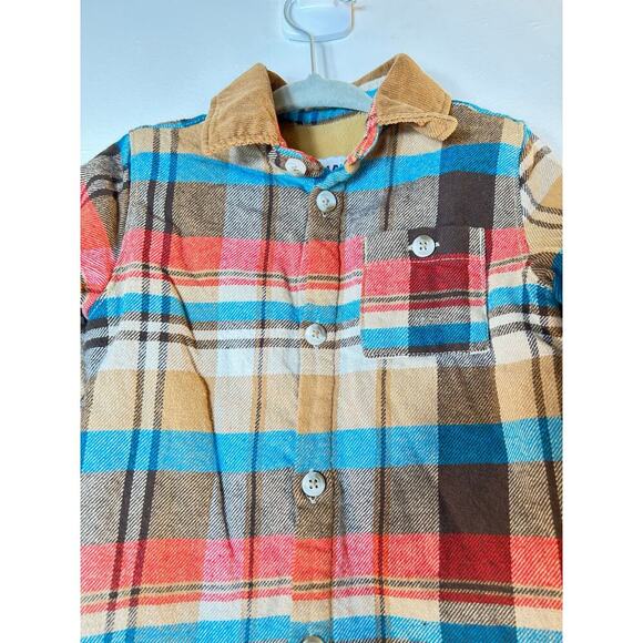 OLD NAVY Boy’s Fleece Lined Plaid Button Down Flannel Shirt / Size: 18-24 Months - Picture 4 of 4